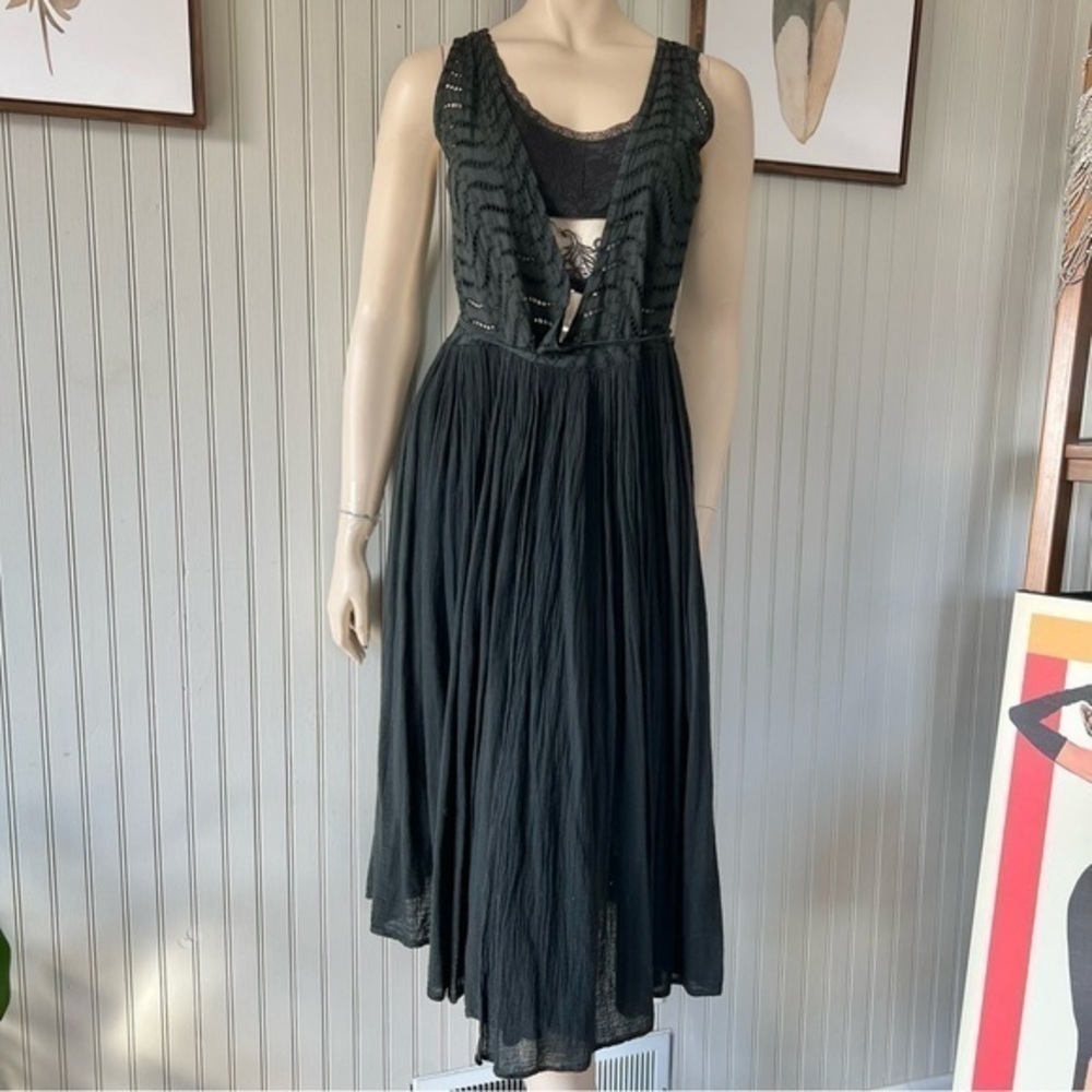 Resortwear Vacay Coverup Black Crochet Rayon Wrap Dress